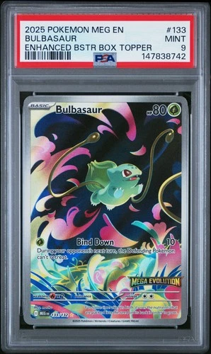 2025 POKEMON MEG EN-MEGA EVOLUTION ENHANCED BOOSTER BOX TOPPER BULBASAUR PSA 9