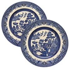 2 Churchill Blue Willow Dinner Plates 9.5” Made in England