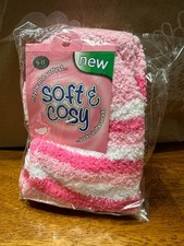 Women Soft Cozy Fuzzy Striped Winter Home Slipper Socks Size 9-11 SEALED