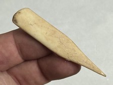 AMAZING POLISHED DEER BONE HAIRPIN NEEDLE, AWL, SPEAR TIP ARROWHEAD NORTH DAKOTA