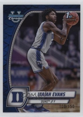2024-25 Bowman U Chrome Blue Reptilian Refractor 100/150 Isaiah Evans #27 0xh3