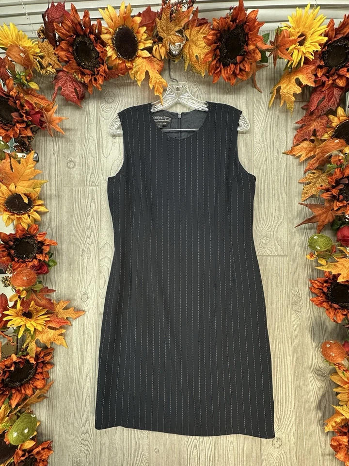 Dress Suit Set | Jacket & Dress Size 10P - Women’s 2PC Career Navy Pin Striped - Image 2 of 4