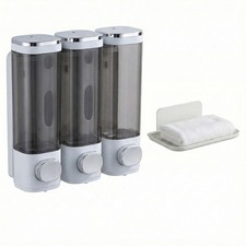 Shampoo and Conditioner Dispenser 3 Chamber, Shower Soap Dispenser Wall Mount...