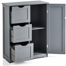 Bathroom Floor Cabinet Storage Cupboard Organizer W/Adjustable Shelf & 3 Drawers
