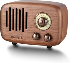 SIMOLIO Retro Bluetooth Speakers with Loud HD Sound, Nature Black Walnut Vintage
