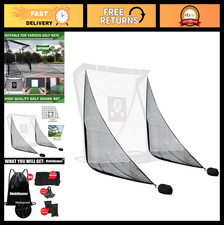 2PCS Golf Hitting Net with Sandbags Grommet Ropes - Impact Screen Setup
