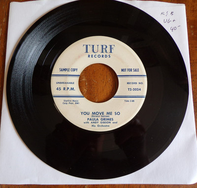 Paula Grimes w Andy Gibson You Move Me So / It's Happenin' Baby 1958 PROMO 45
