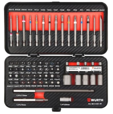 Würth Zebra Bit-Set mit 59-teiliger Metallbox Carboneinsatz 1/4 061425059