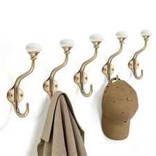 Coat Hooks - 5 Pack Towel Hooks Robe Hooks 5 Pieces Champagne Bronze