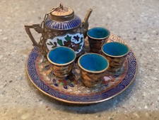Darling Cloisonne Enamel Vintage Chinese Teapot Tea Cups Tray Miniature Tea Set