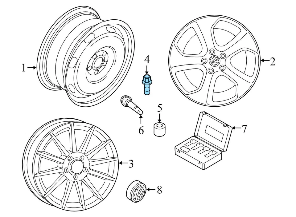 VW TAOS 2021-2024 - Juego de pernos/tuercas de rueda (5) WHT001812 Foto 2 de 3