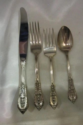 Wallace Rose Point Sterling Place Setting - 4 Pieces - No Monogram