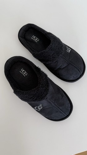 UGG HAUSSCHUHE SLIPPER SLIP ON UNISEX SCHWARZ FELL KOMFORT RELAX 41/42 L USED - Bild 7 von 21