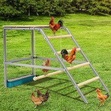 Chicken Perch for Coop Chicken Roosting Bars with Swing  Food Box for Backyard