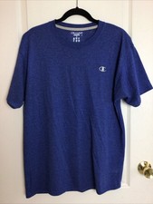 Champion men s Heathered blue Logo Short Sleeve Crew Neck Tagless T-Shirt L
