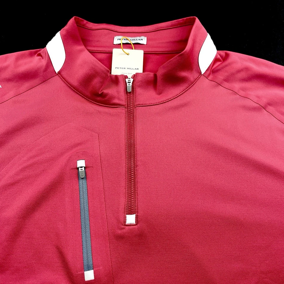 Peter Millar Crown Sport Performance Quarter Zip Sweater Cape Red 2XL $145 - Image 3 of 4