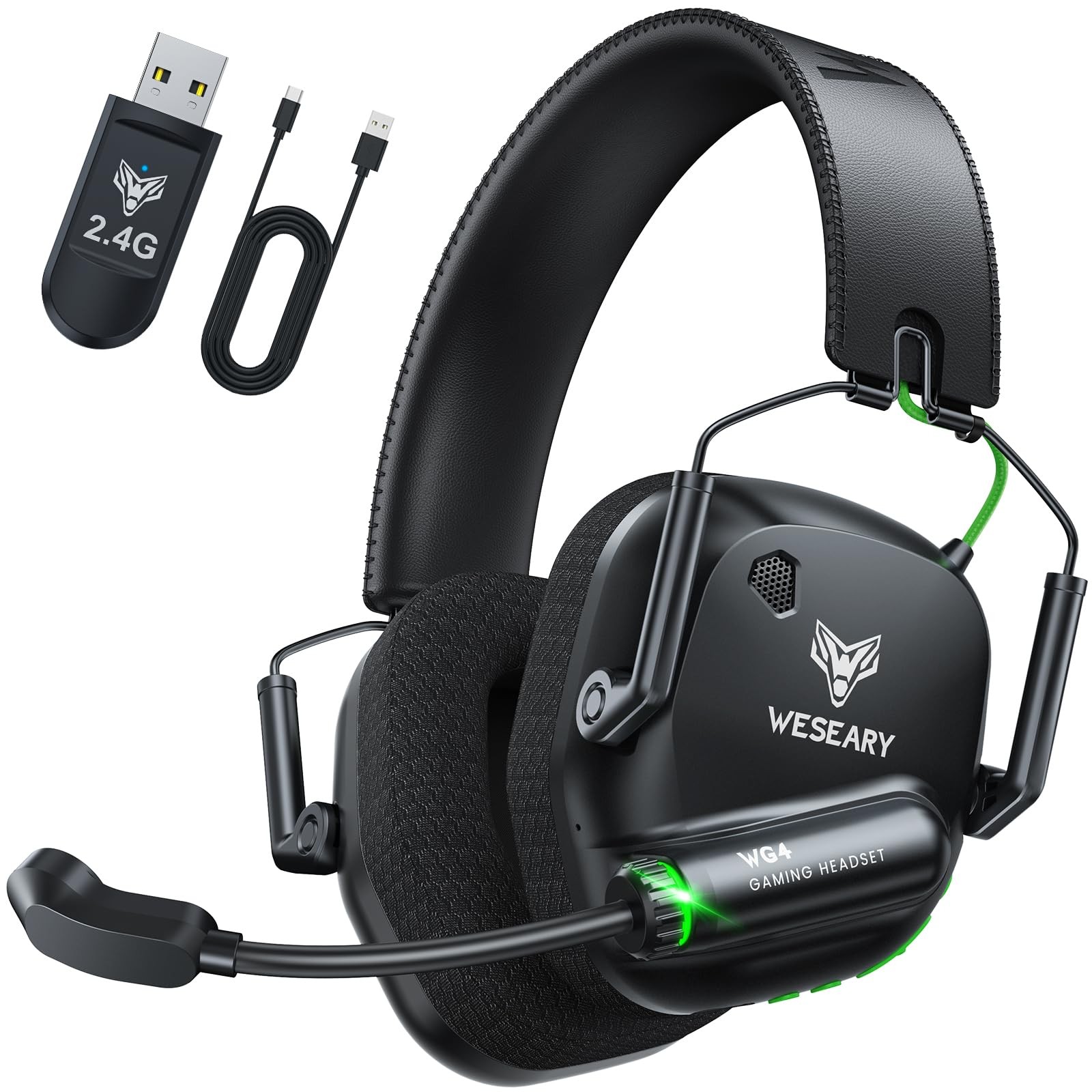 WESEARY WG4 Wireless Gaming Headset with Mic for PS5 PS4 PC Switch Mac 2.4GHz &