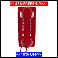 Retro Wall Mount Phone with Loud Mechanical Ringer Vintage Phones Red