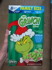 The Grinch Cereal, Sweetened Vanilla Corn Puffs with Marshmallows, Family Size,