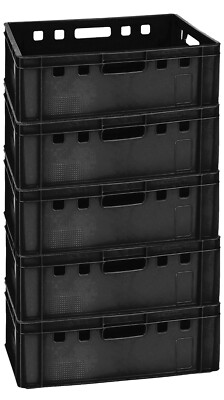Fleischerkiste Kunststoff Metzgerbox 5 Stück E2 60 x 40 cm schwarz Gastlando