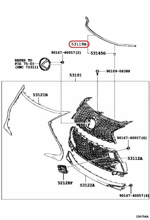 Toyota Lexus Genuine GS F URL10 2015/10- Protector, Radiator 53119-30320 OEM - Imagem 3 de 4