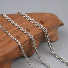 Real 925 Sterling Silver Necklace Cable Link Chain 2mm, 3mm, 4mm, 18" to 27.6"L