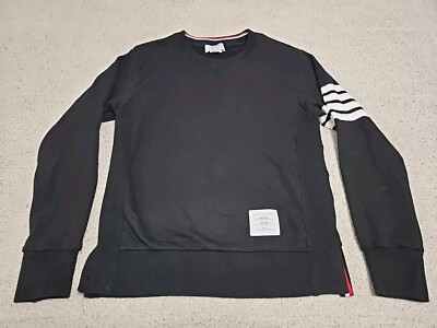 Thom Browne Midnight Black Classic Loopback 4-Bar Sweatshirt SZ 1