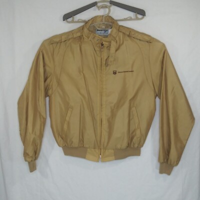 Chevron Chemical Company Vintage Swingster Jacket Mens Large Tan Full Zip Bomber
