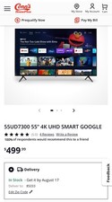 55" inch 4K Google Smart TV LED HDR Dolby Vision UHD S Class 2 Day Ship
