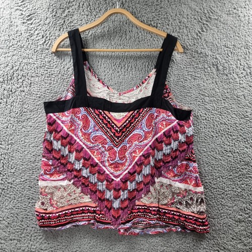 Rockmans Womens Size 18 Black Pink Paisley Sleeveless Scoop Neck - Picture 7 of 13