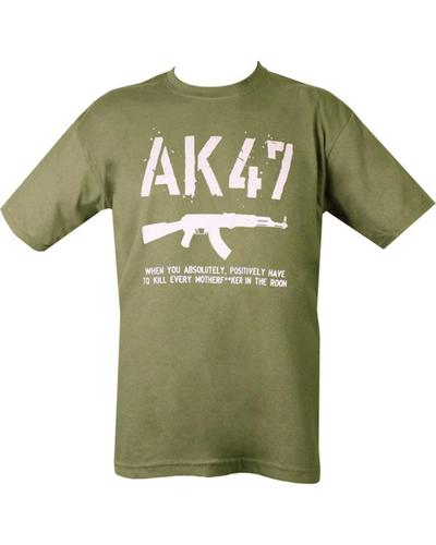 AK47 T-shirt Olive Green Mens Military Army Style Combat Airsoft Paintball Tee - 第 1/1 張圖片