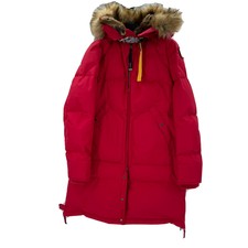 Parajumpers Long Bear Down Jacket Womens Xl Red Detachable Fur Trim Hood