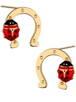 Gold Ohrringe Hufeisen MarienkäFer 18K Gelbgold Vergoldet Damen Ohrstecker