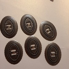 Silver Choncos 2" L x 1.5" W Bolo Ties Leather craft Jewelry Lot Of 6 Large