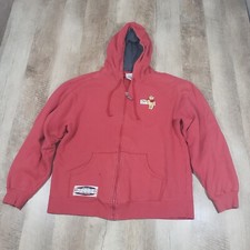Vintage Disney Store Classic "1966" Character Pooh Full-Zip Hoodie Red Small