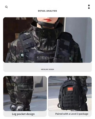 Children's Special Forces Combat Uniform New Camouflage Training Suit Black Suit - Picture 6 of 27