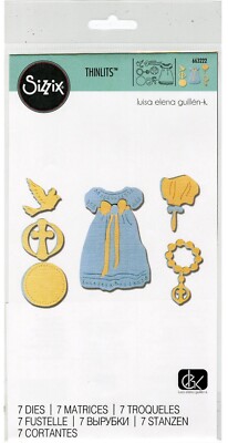 New, Retired Sizzix Thinlits de Bautismo (Baptism) 7PC #663222 Retail $19.99
