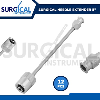 12 Pieces Surgical Needle Extender 5'' Stainless Steel Cervical Block German Grad