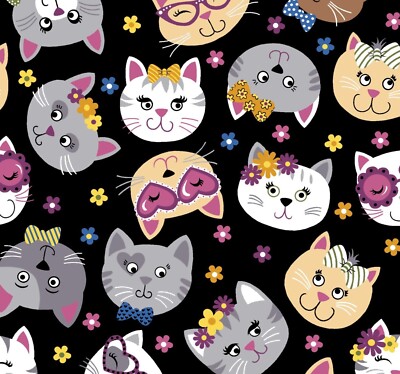CAT GLAMOUR - BTY - COTTON QUILTING BACKING BORDER FABRIC NOVELTY