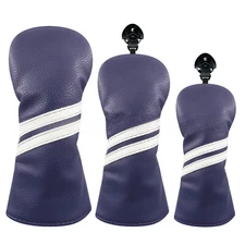Purple Simple Design Golf Club Head Covers Driver 35 Woods Hybrid UT Head Covers