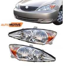 For 2002-2004 Toyota Camry Headlamps Assembly Chrome Headlights Set Leftright