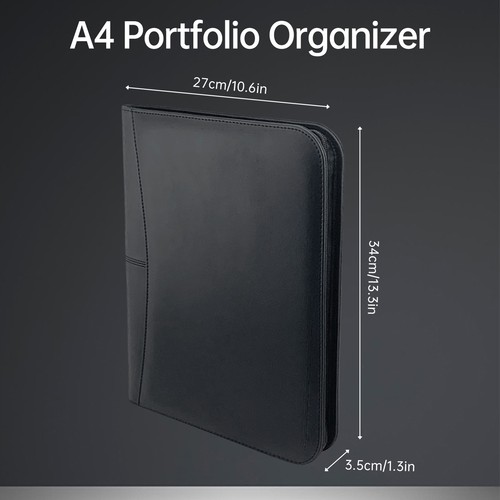 Bisofice Zippered Business Padfolio A4 PU Leather Portfolio Organizer for T0G4 - Picture 3 of 11