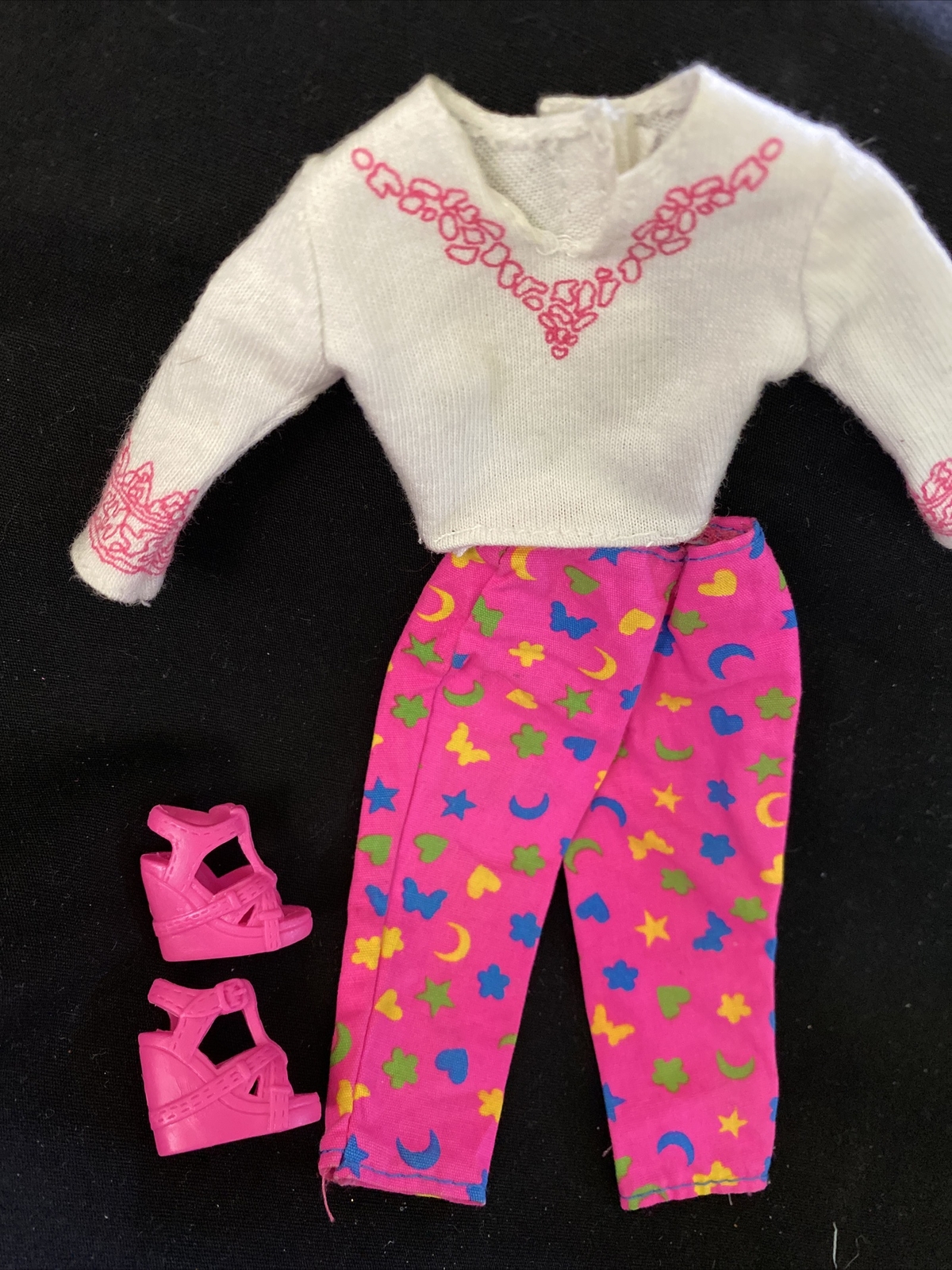 Cute Barbie Print Pants Matching Shirt platform shoes