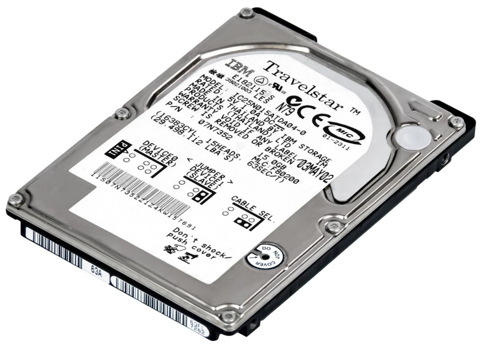 Ibm Travelstar 07n7352 Ic25n015atda04-0 15gb 4200rpm Ata Ide 512kb 2.5" Inch - Image 2 of 3