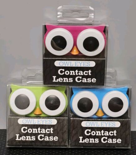 Contacts Lens Case Owl Eyes - Pink Green And Blue Swissco