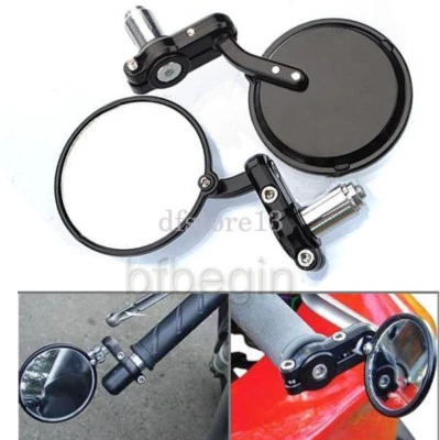7/8"Moto Rétroviseur Rond Embout Guidon Pour Harley Honda Yamaha Suzuki Kawasaki - Photo 1/4