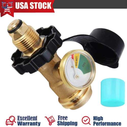 Propane Tank Gauge RV Pressure Brass Adapter Gas Level Meter Grill BBQ Indicator - Picture 1 of 15