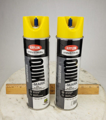2x Krylon Quik Mark Inverted Marking Paint Utility Yellow 22oz Tallboy Cans Pack