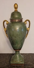 VTG Chinese Urn "Norman Perry" Mid Century Porcelain H.20 ins Egyptain Green.
