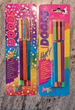 Vintage 90  s Lisa Frank Square Doods Neon Pens 2 Unopened Pack of 3 - 6 total